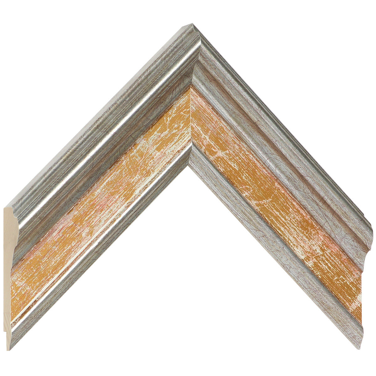 Bilderleiste keilgezinkte Pinie 57 mm breit 33 mm hoch - Ocker - Musterwinkel