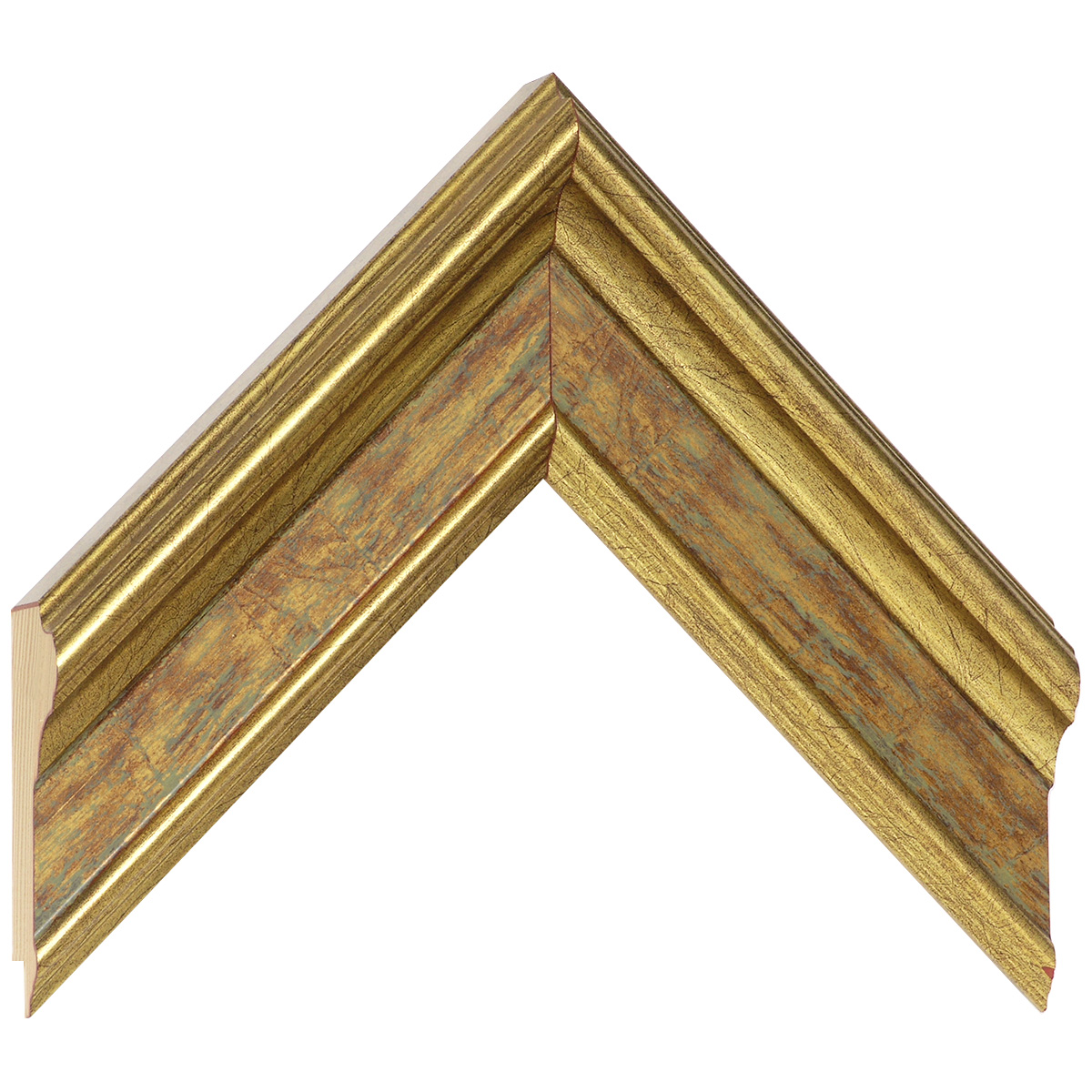 Bilderleiste keilgezinkte Pinie 57 mm breit 33 mm hoch - Gold - Musterwinkel