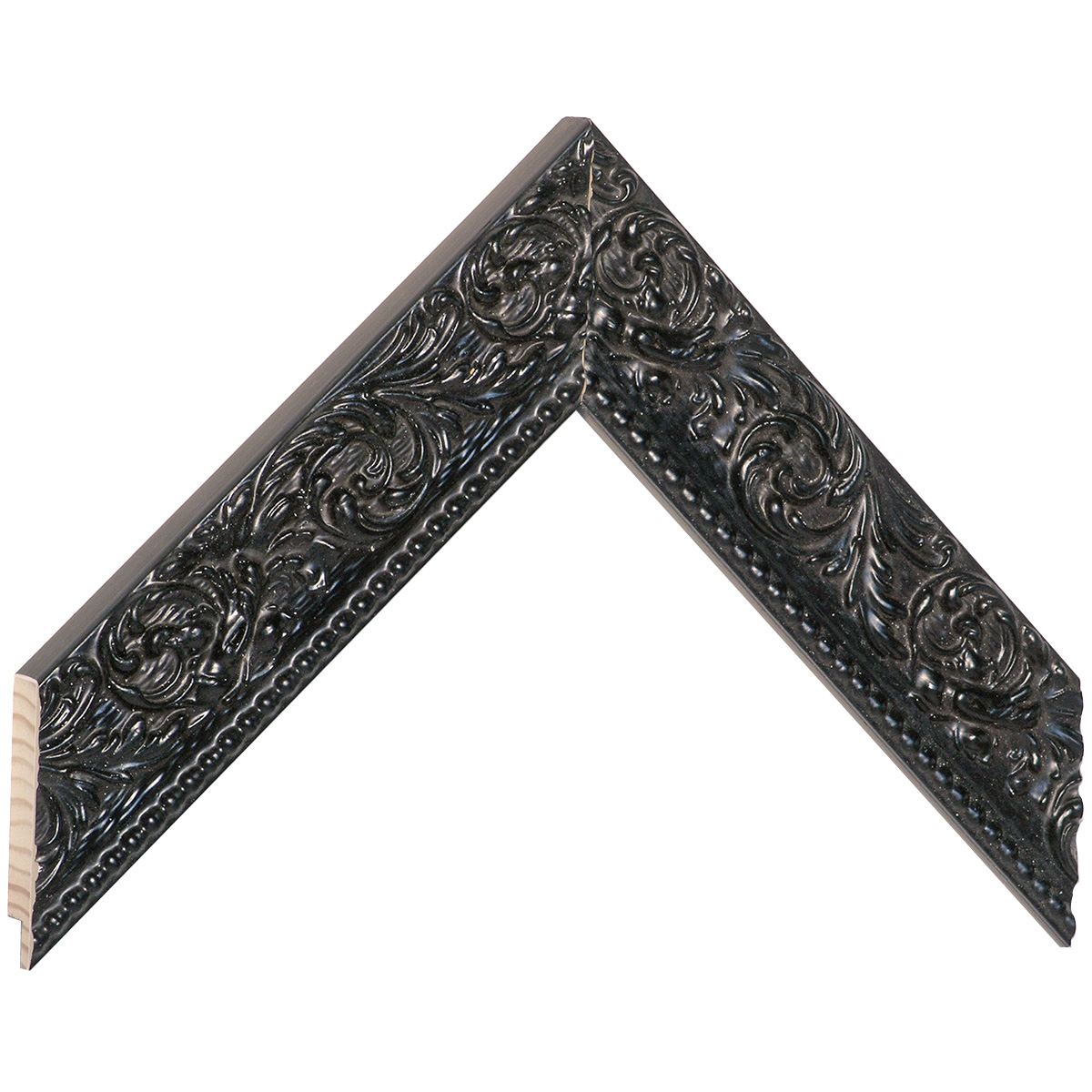 Bilderleiste Kiefer 40 mm breit 19 mm hoch - Schwarz mit Goldrand - Musterwinkel