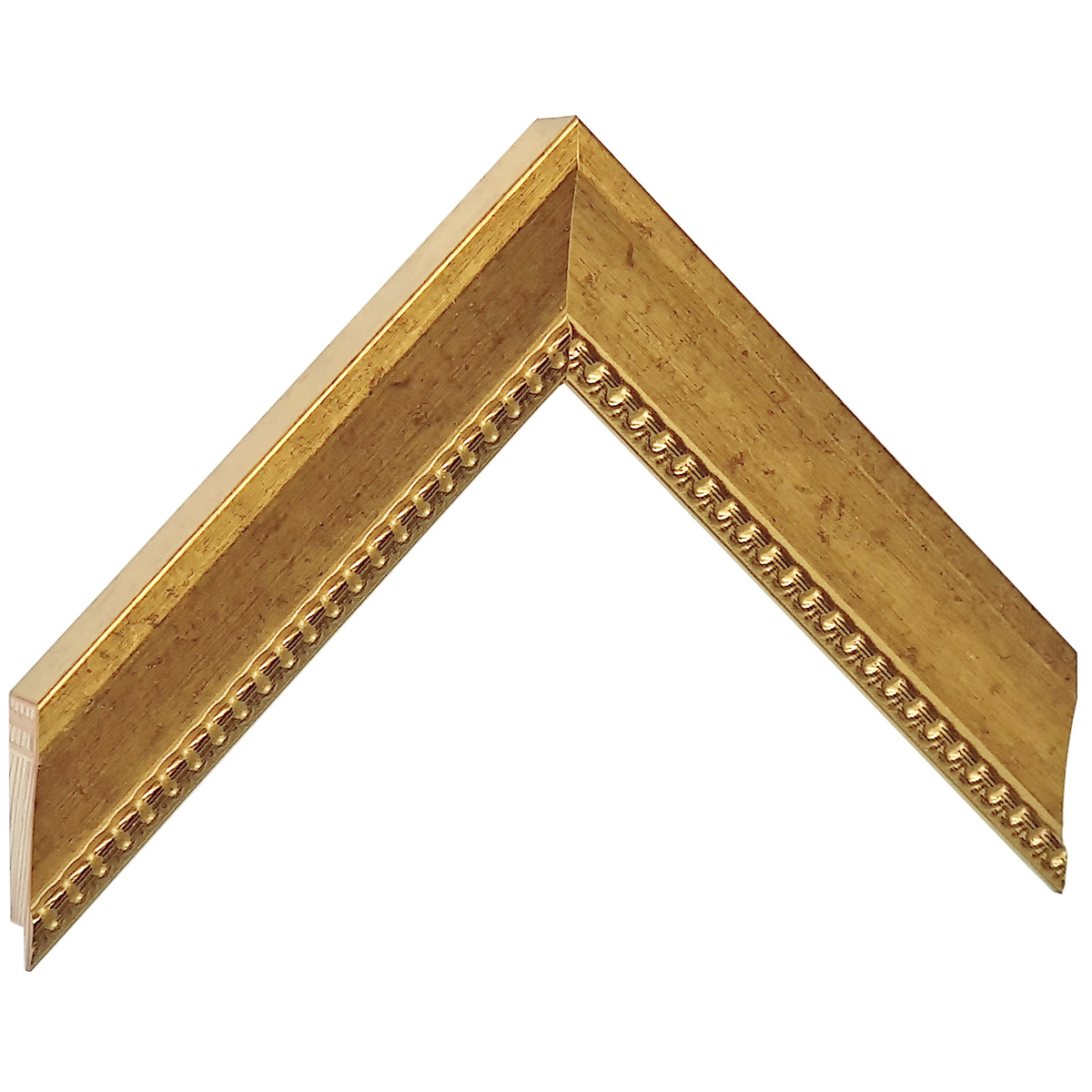 Bilderleiste keilgezinkte Pinie 35 mm breit 20 hoch - Gold - Musterwinkel