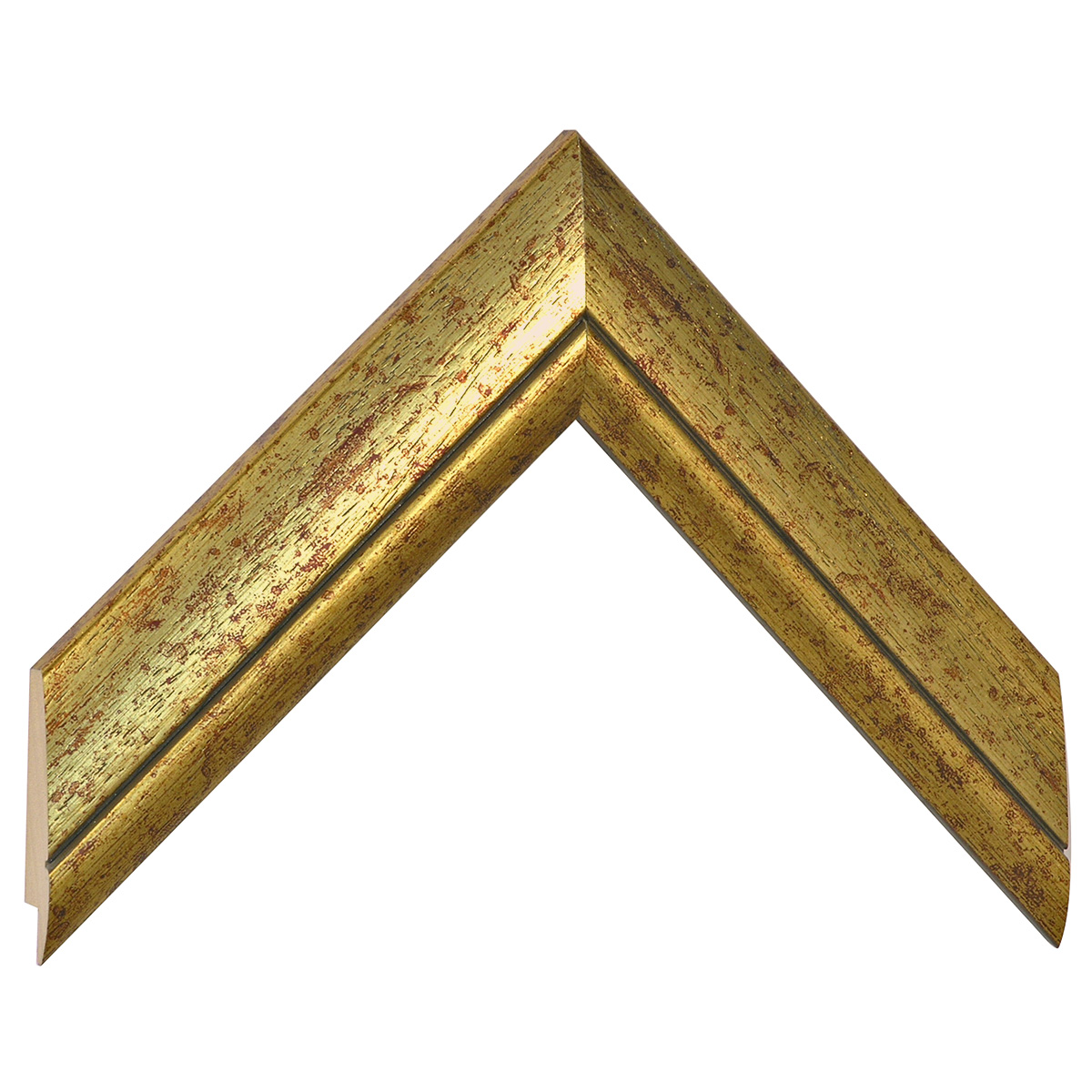 Bilderleiste keilgezinkte Pinie Breite 40 mm Antikgold mit Goldlinie - Musterwinkel