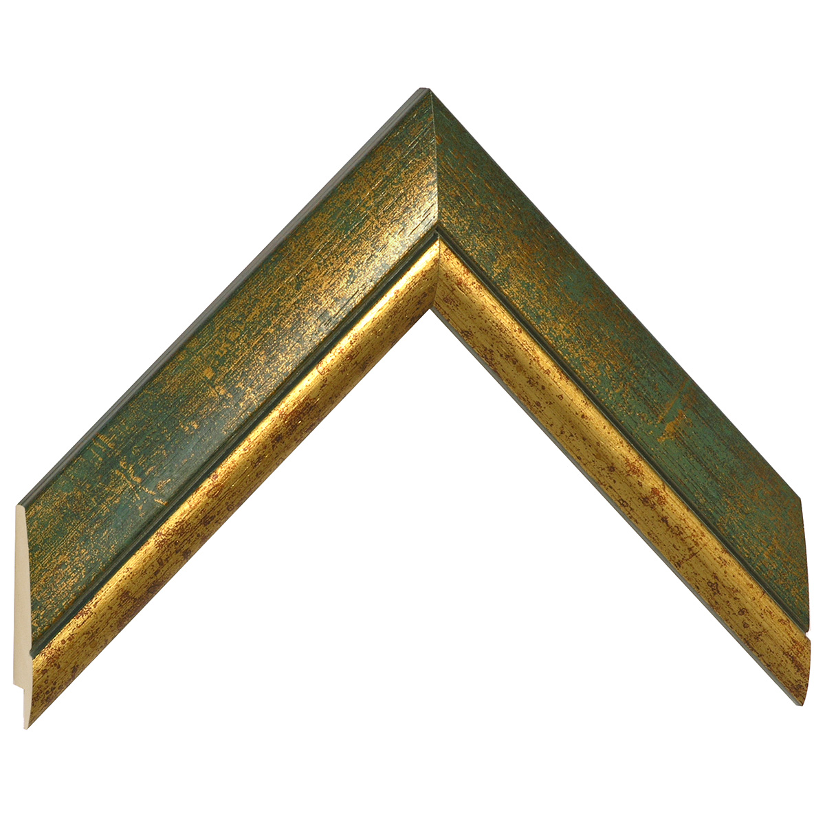 Bilderleiste Kiefer 40 mm breit 18 mm hoch - Grün mit Goldlinie - Musterwinkel