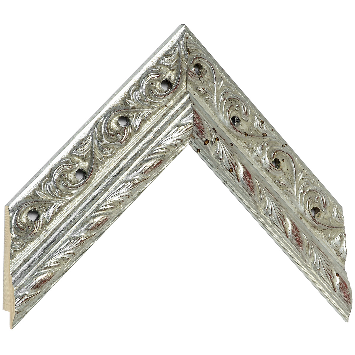 Bilderleiste keilgezinkte Pinie 48mm breit 25 hoch Silber verziert - Musterwinkel