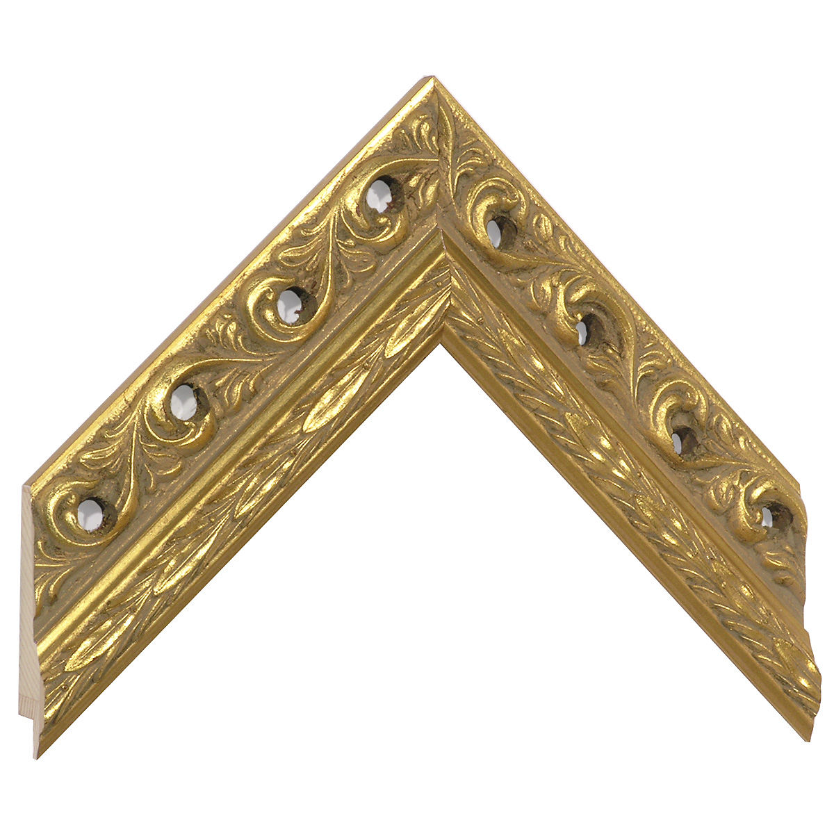 Bilderleiste keilgezinkte Pinie 48mm breit 25 hoch Gold verziert - Musterwinkel