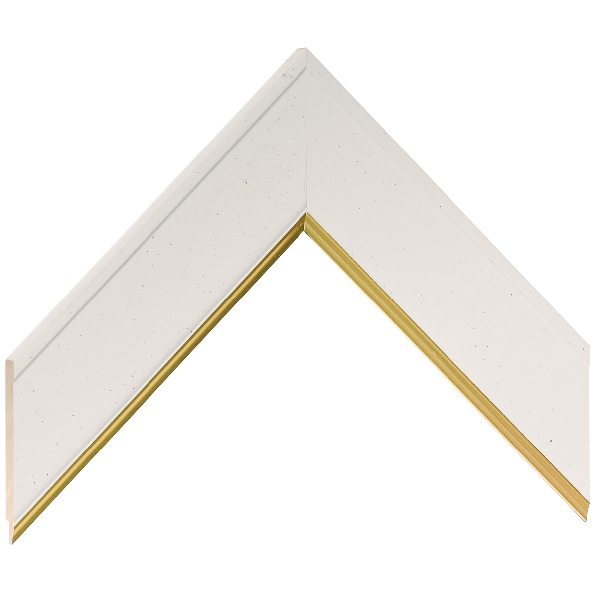 Bilderleiste keilgezinkte Kiefer 45 mm breit 11 hoch - Weiss, Goldrand - Musterwinkel