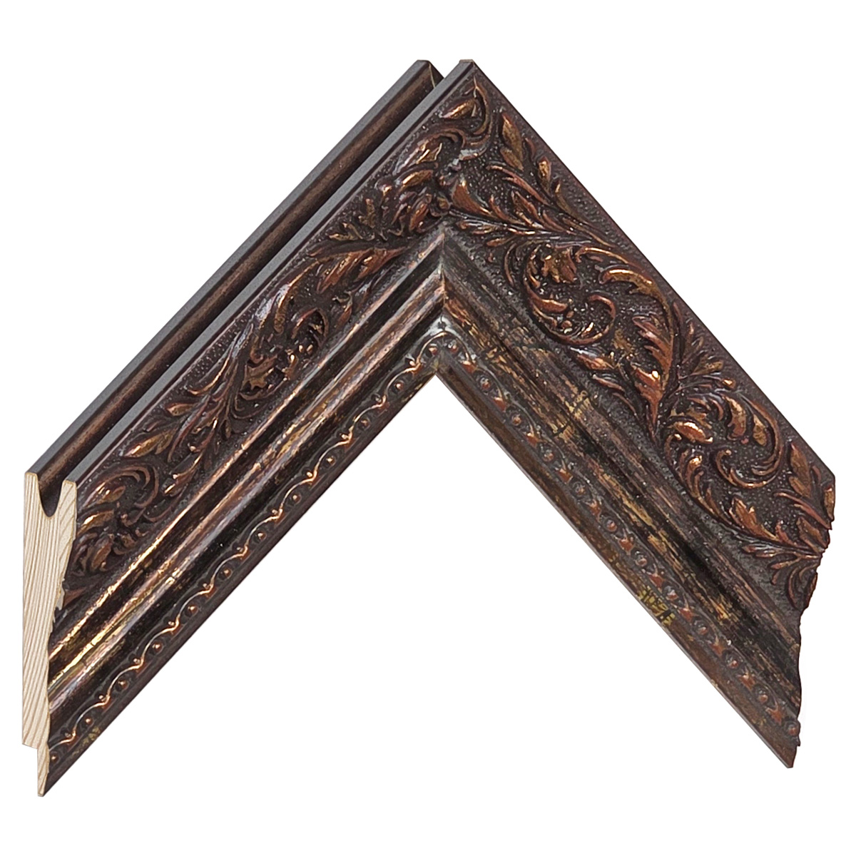 Bilderleiste keilgezinkte Kiefer 57mm breit 38 hoch - Braun mit Dekor - Musterwinkel