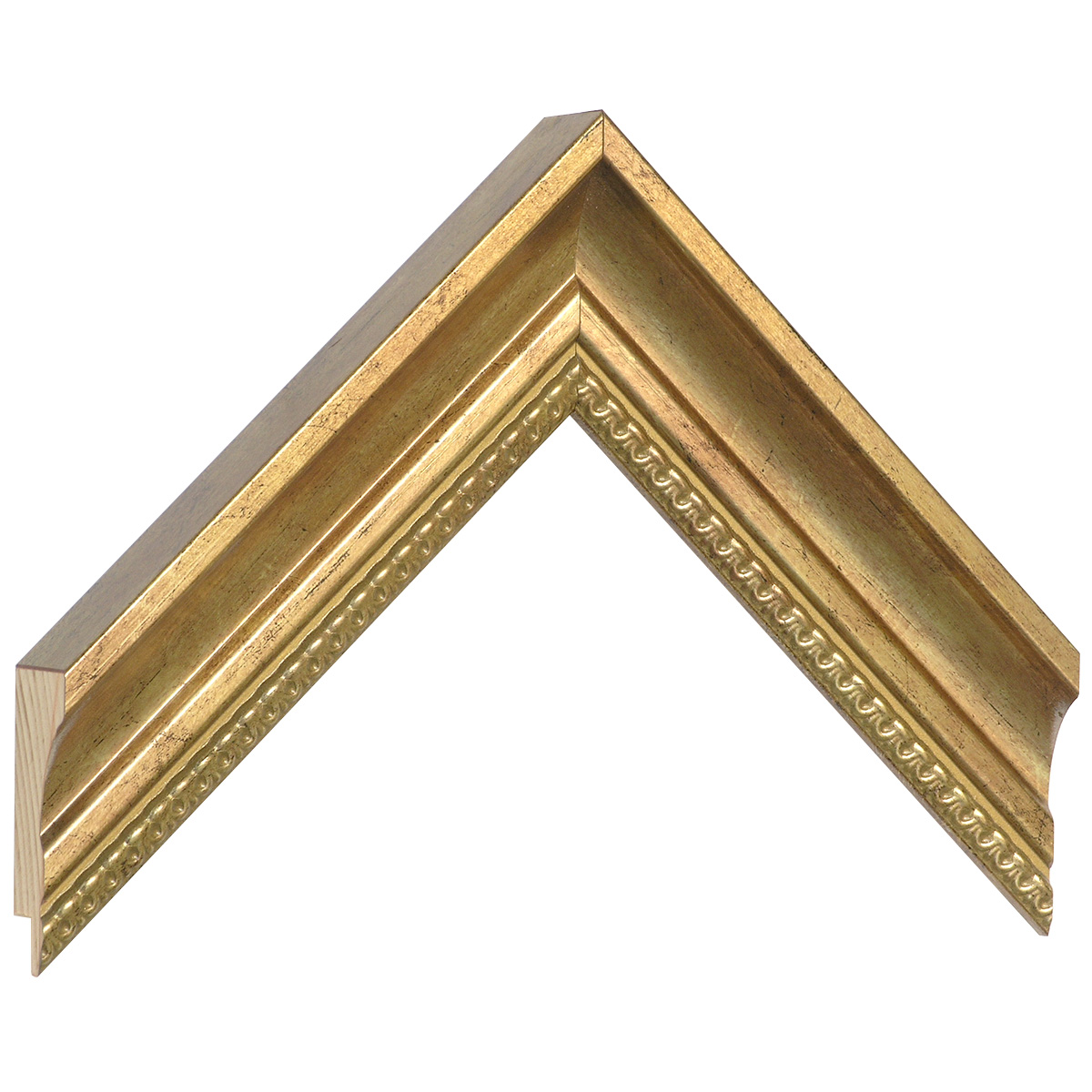 Bilderleiste keilgezinkte Pinie 42 mm breit 30 hoch - Gold - Musterwinkel