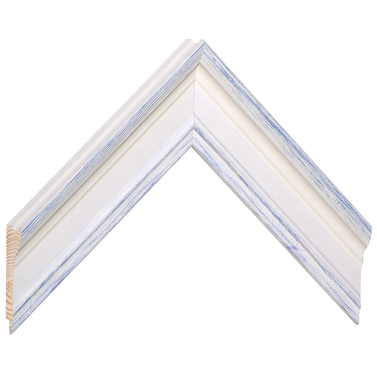 Bilderleiste keilgezinkte Pinie 43 mm breit 31 hoch - Creme-Blau - Musterwinkel