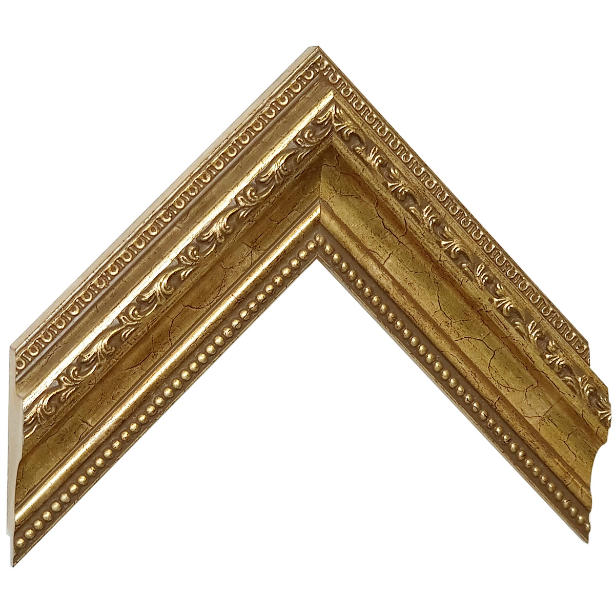 Bilderleiste keilgezinkte Pinie 53mm breit 35hoch - Gold verziert  - Musterwinkel