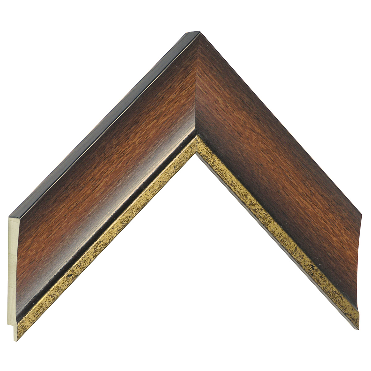 Bilderleiste keilgezinkte Pinie 50mm breit 20mm hoch - Braun mit Gold - Musterwinkel