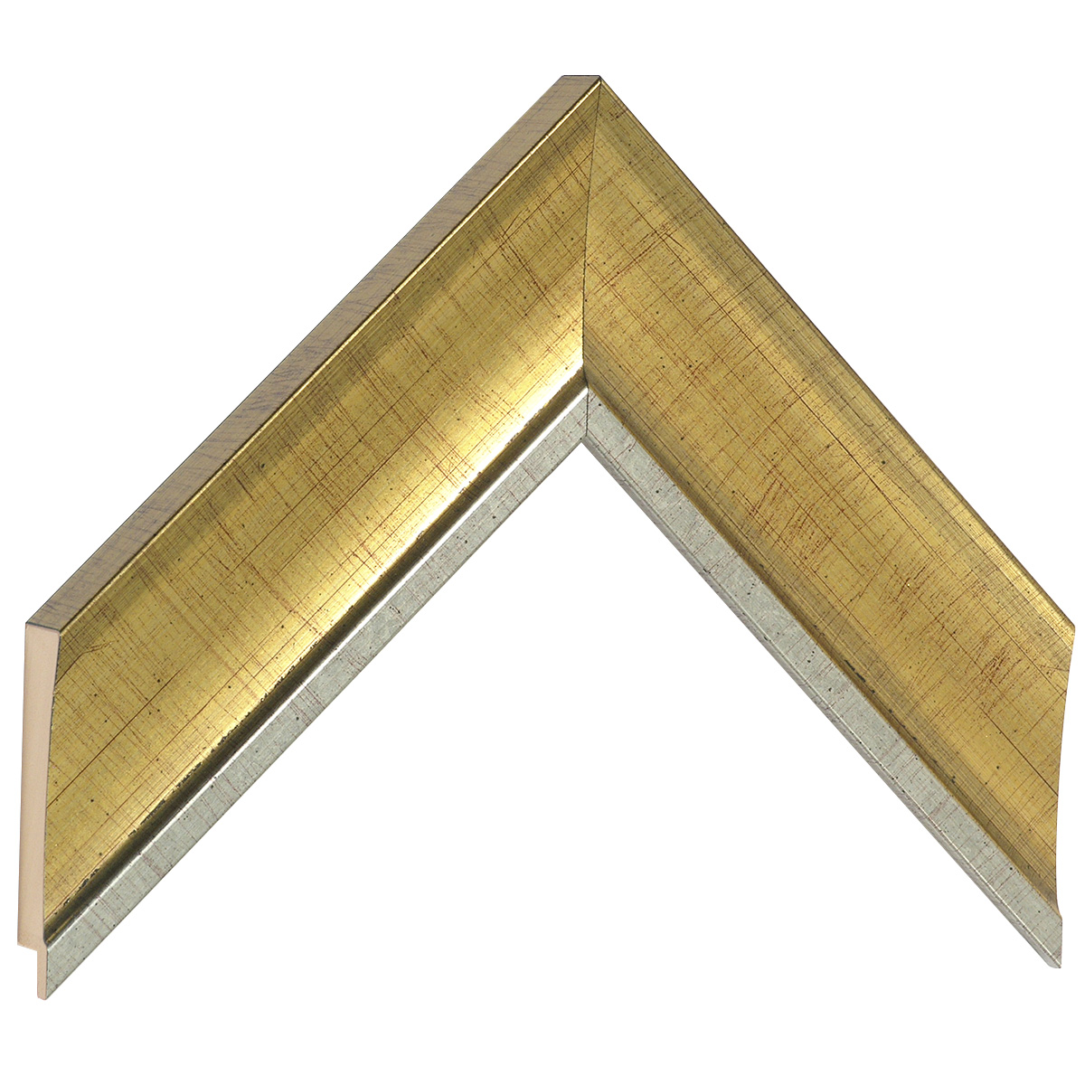 Bilderleiste keilgezinkte Pinie 50 mm breit Gold mit Silberrand - Musterwinkel