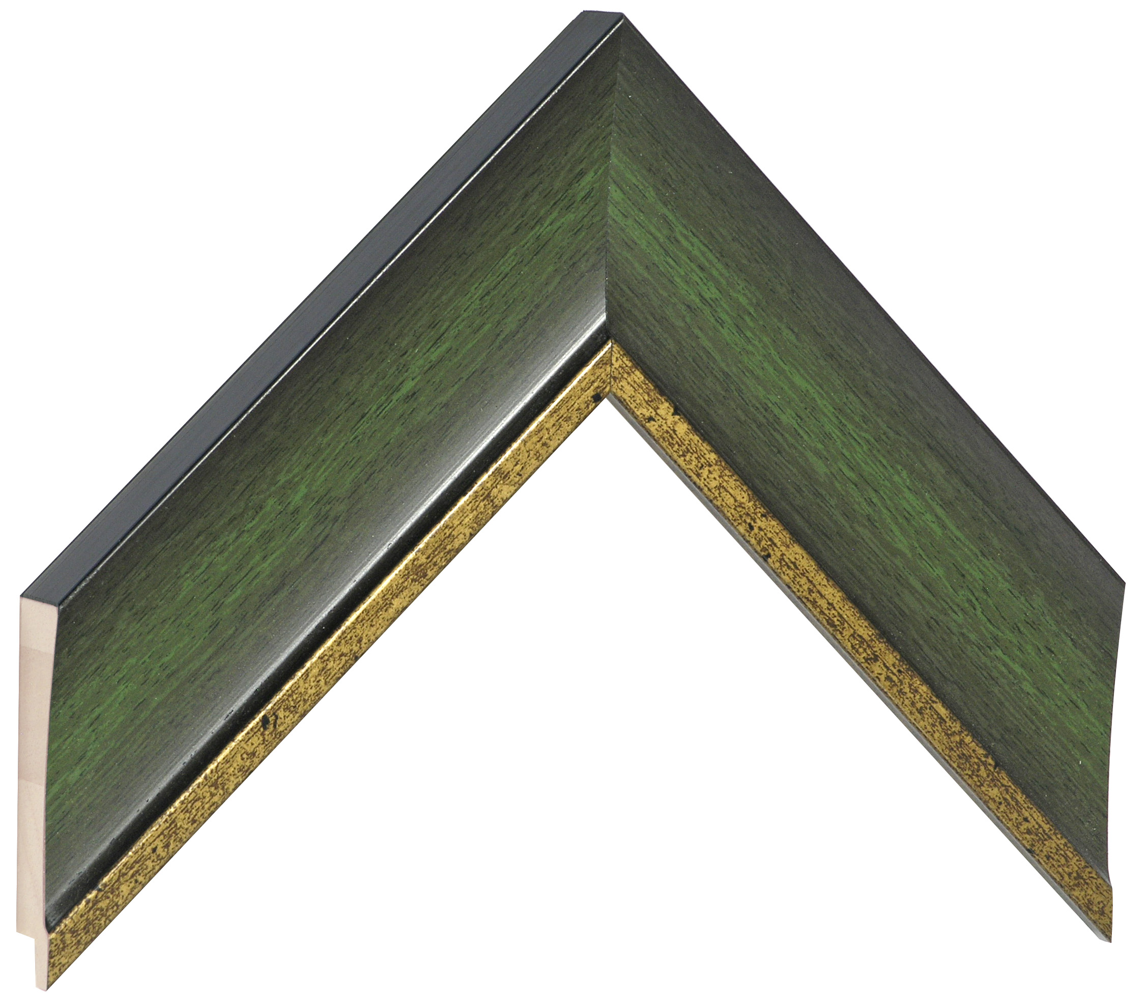 Bilderleiste keilgezinkte Pinie 50mm breit 20mm hoch - Grün mit Gold - Musterwinkel