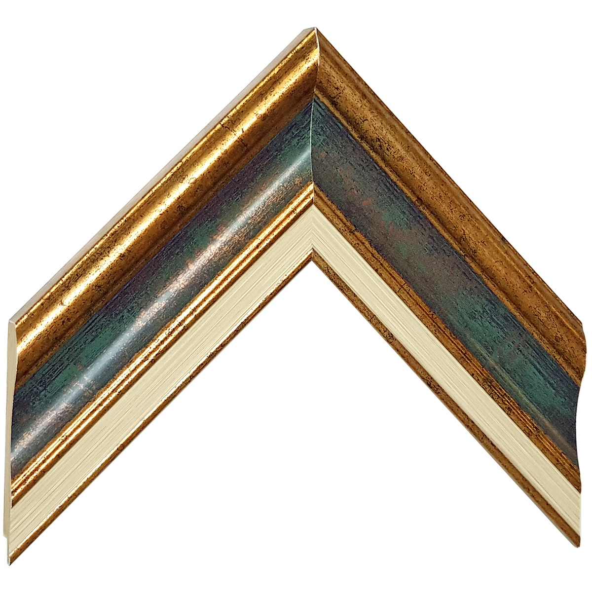 Bilderleiste keilgezinkte Pinie Breite 61mm Höhe 20 - Gold blaue Rille - Musterwinkel
