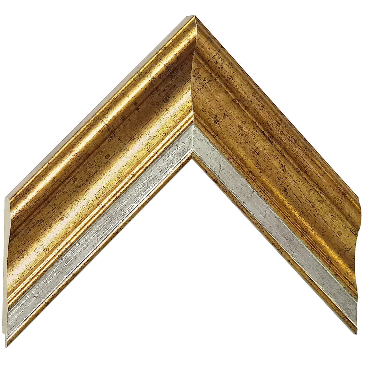 Bilderleiste keilgezinkte Pinie Breite 61mm Höhe 20 - Gold Rille Silbe - Musterwinkel