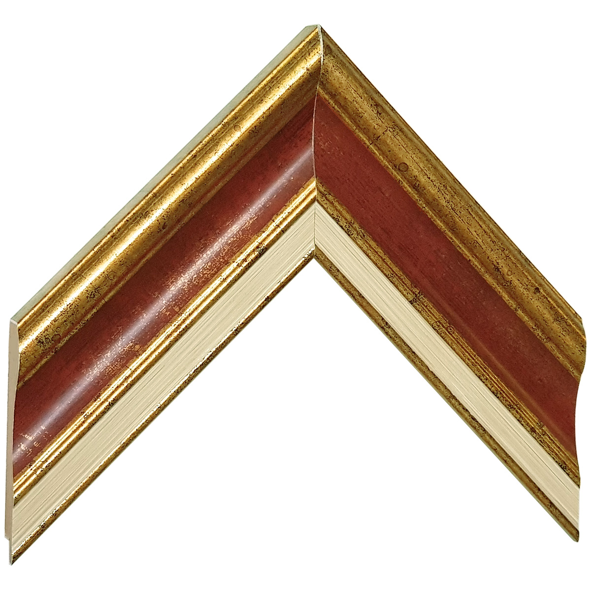 Bilderleiste keilgezinkte Pinie Breite 61mm Höhe 20 - Gold rote Rille - Musterwinkel