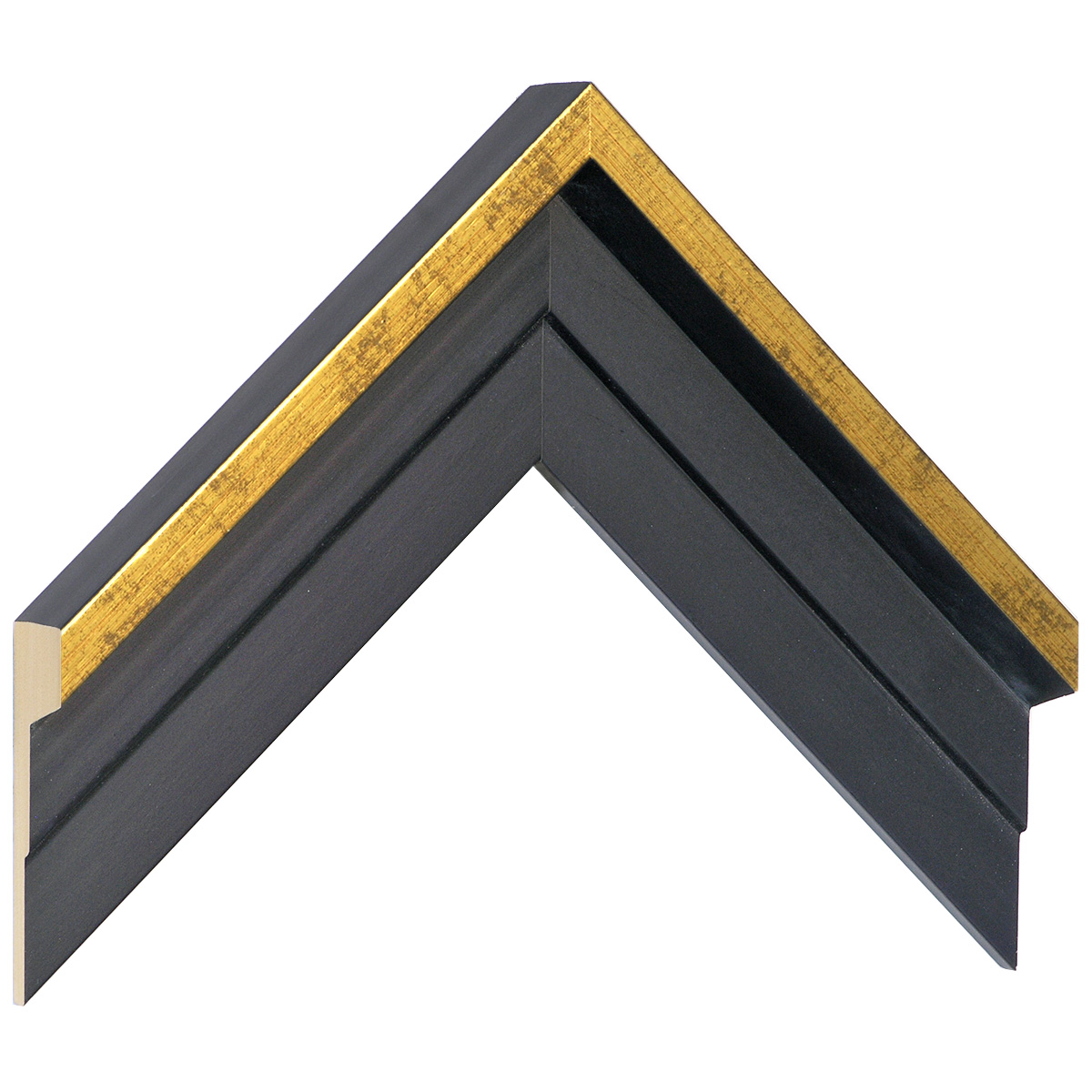 Schattenfugenleiste Pinie Breite 54 Höhe 36mm Schwarz Gold - Musterwinkel