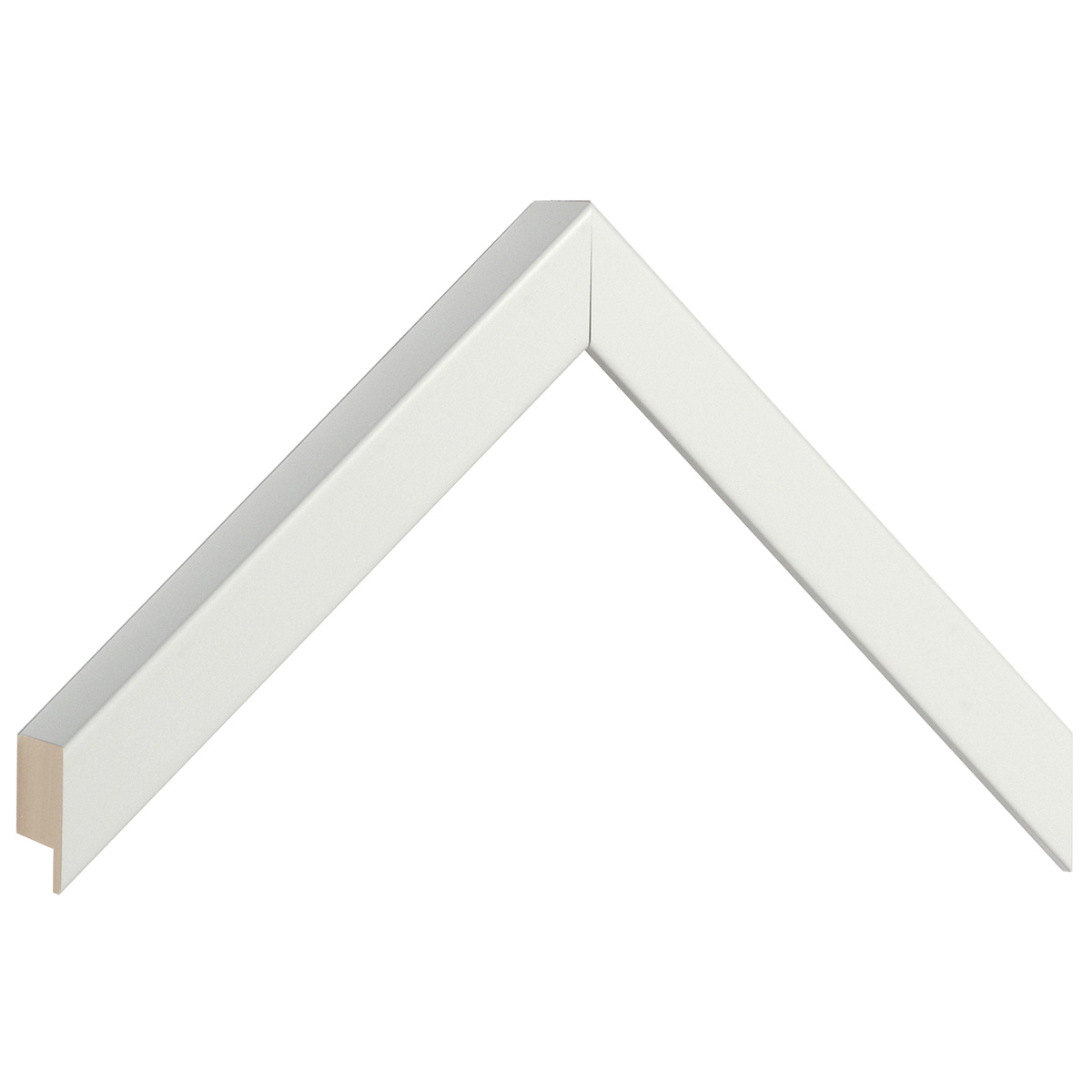 Bilderleiste keilgezinkte Pinie flach 20 mm breit 32 hoch - Weiss matt - Musterwinkel