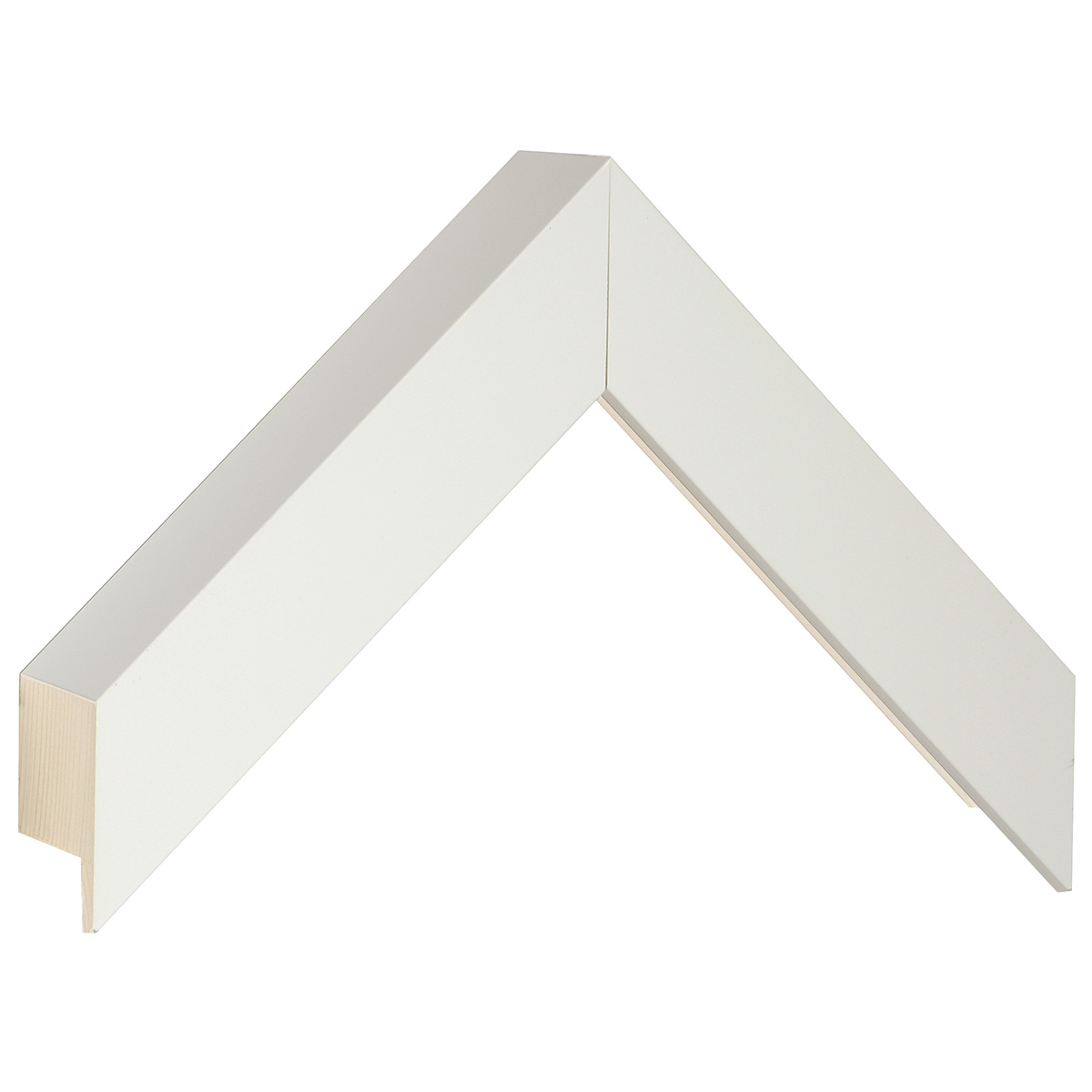 Bilderleiste keilgezinkte Pinie 33mm breit 50 hoch - Finish Satinweiss - Musterwinkel