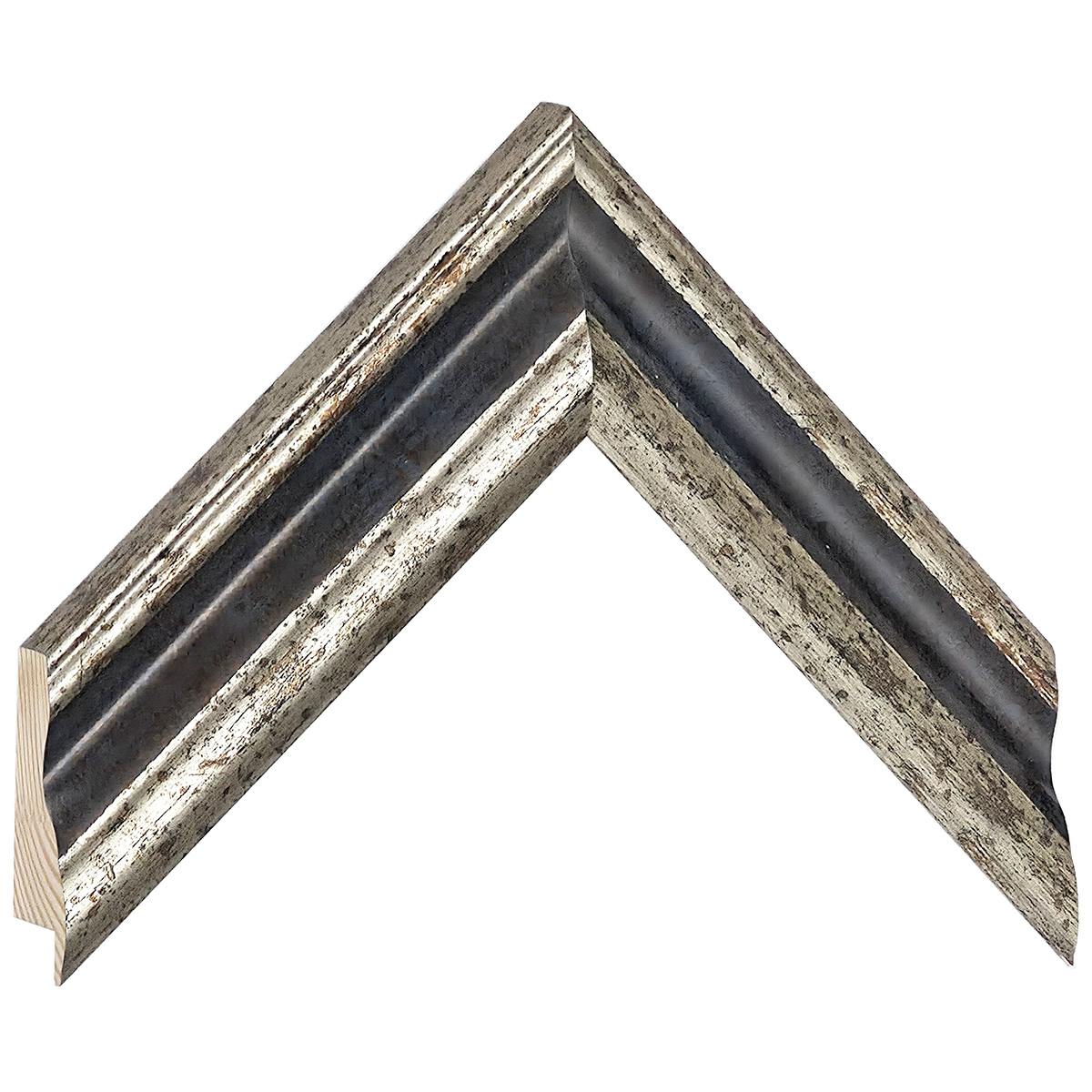 Bilderleiste keilgezinkte Kiefer  Breite 45 mm Höhe 32 - Silber - Musterwinkel