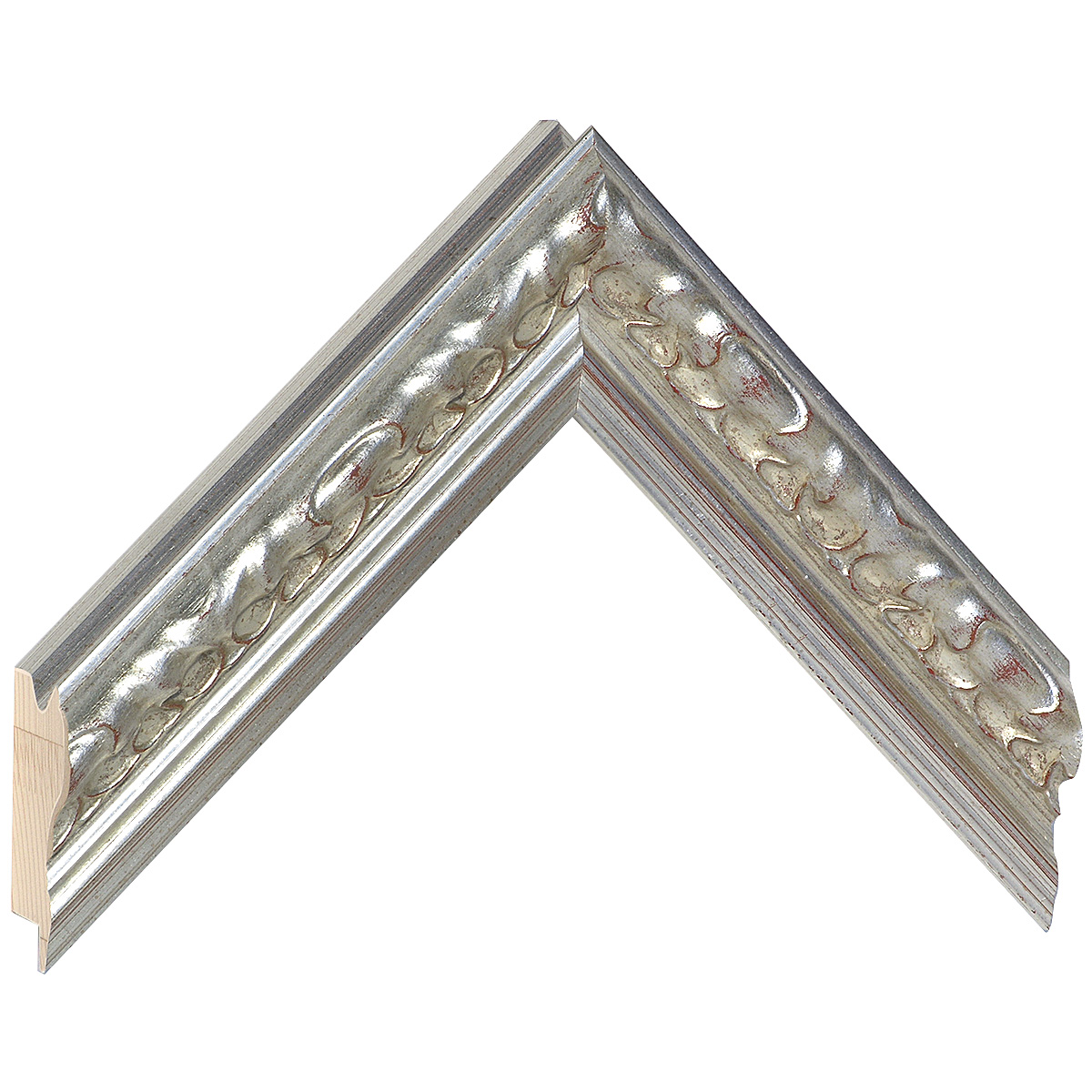 Bilderleiste Kiefer 40 mm breit 38 mm hoch - Weiss mit Verzierung - Musterwinkel