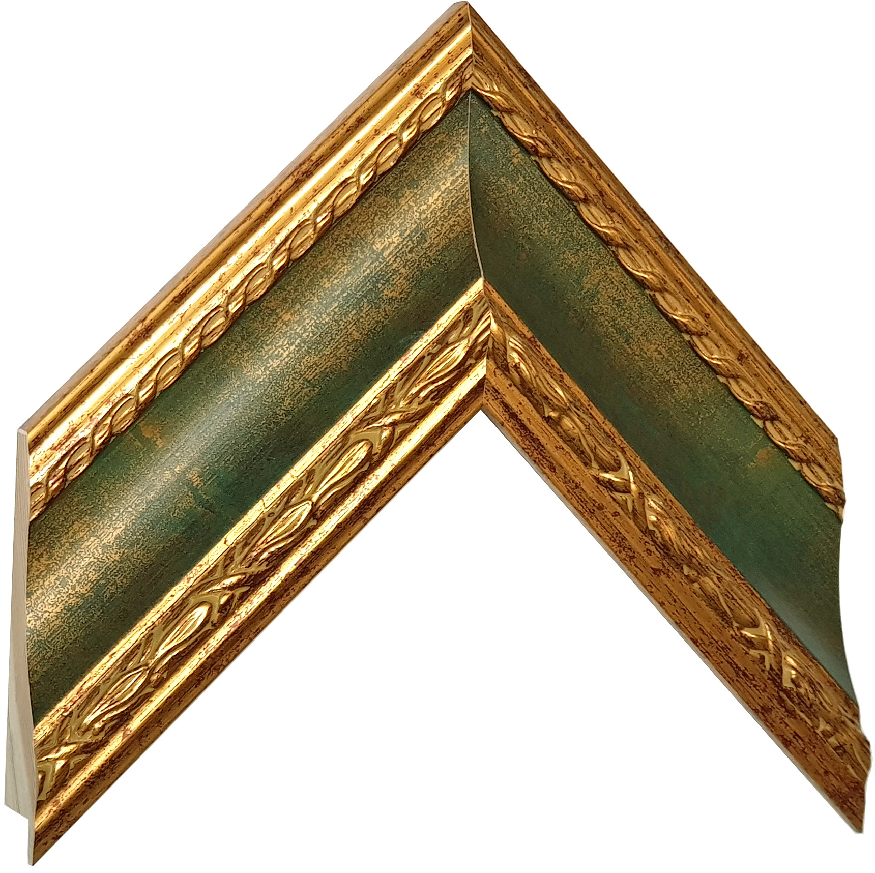 Bilderleiste Schicht-Pinie Breite 70 mm Höhe 35 mm Gold grüne Rille - Musterwinkel