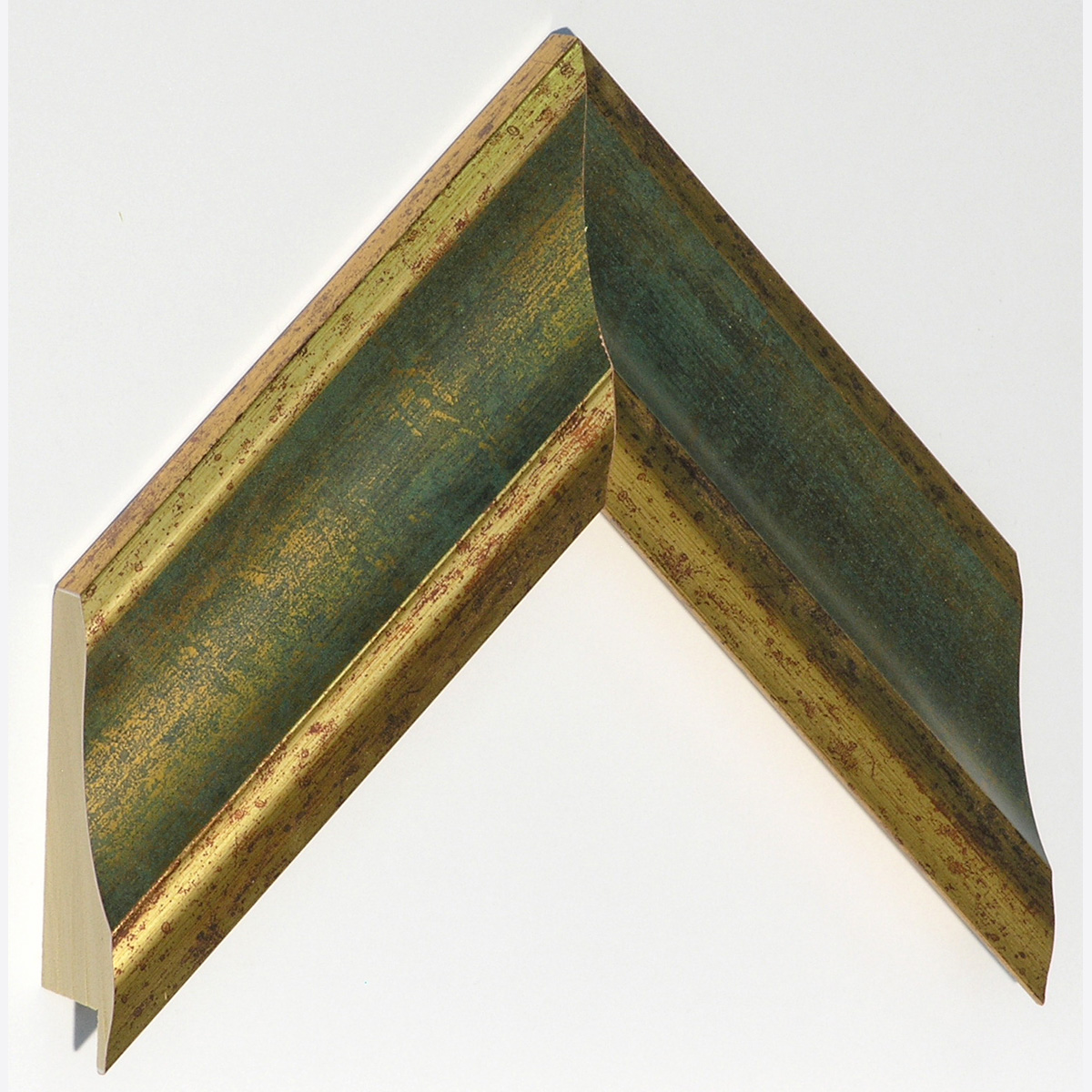Bilderleiste keilgezinkte Pinie Breite 67 mm Höhe 32 mm Gold grüne Ril - Musterwinkel