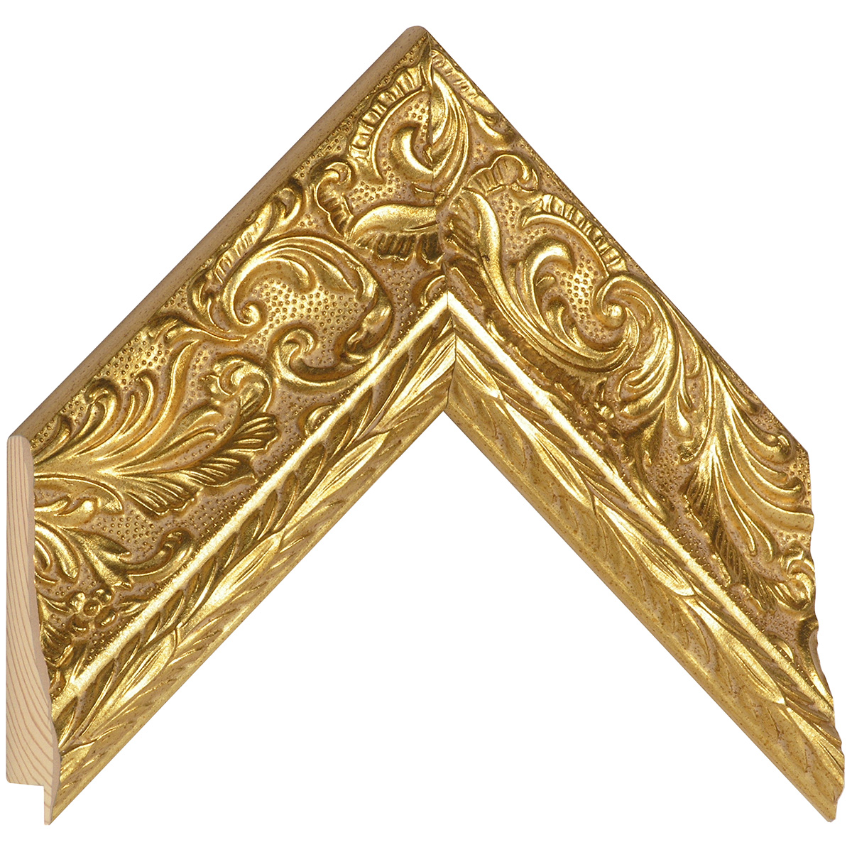 Bilderleiste keilgezinkte Pinie 69mm breit 36mm hoch Gold Reliefdekor - Musterwinkel