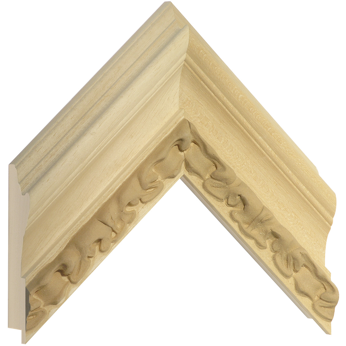 Bilderleiste Schicht-Tanne roh m. Ornament H.45mm B.80 Falz 27 - Musterwinkel