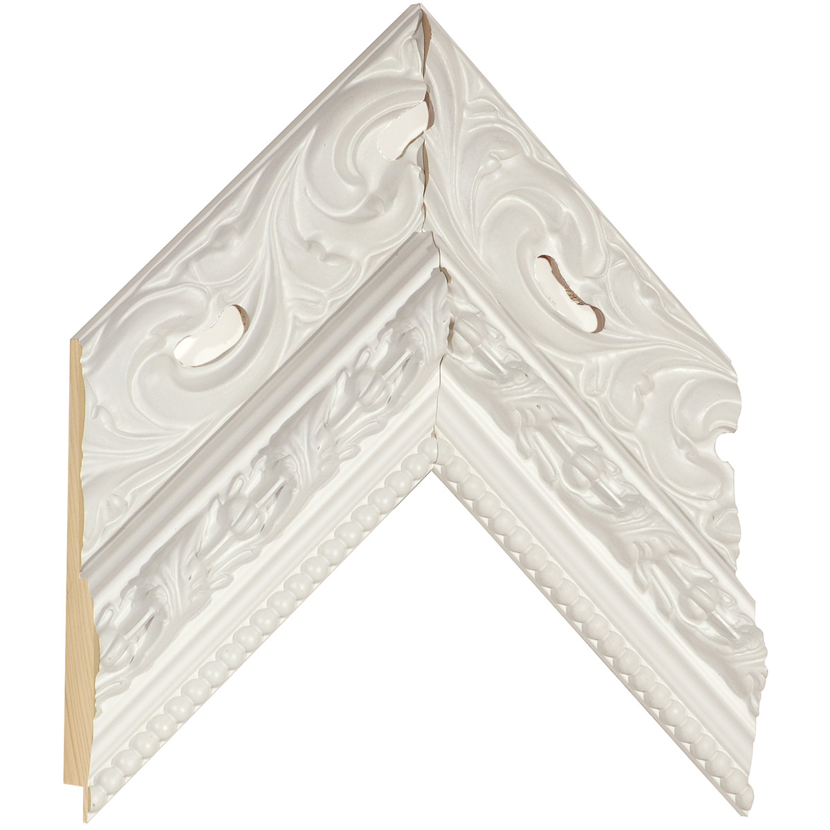Bilderleiste keilgezinkte Kiefer 100 mm breit 40 hoch- Weiss mit Dekor - Musterwinkel