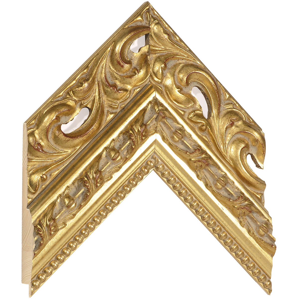 Bilderleiste keilgezinkte Pinie 100 mm breit mit Dekor - Gold - Musterwinkel