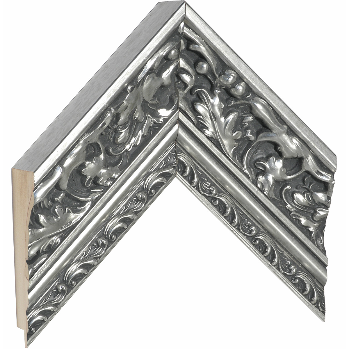 Bilderleiste keilgezinkte Tanne 82 mm breit 49 mm hoch - Silber verziert - Musterwinkel
