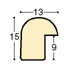 Bilderleiste Ayous 13 mm breit 15 mm hoch - Gold - Profil