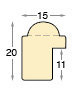 Bilderleiste Ayous roh mit Ornament 15 mm breit - 20 mm hoch - Profil