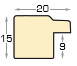 Bilderleiste Ayous 20 mm breit 15 hoch - Zinn schwarzer Streifen - Profil