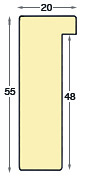 Bilderleiste Ayous roh - Breite 20 mm - Höhe 55 mm - Profil