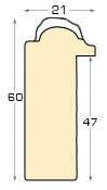 Bilderleiste keilgezinkte Kiefer - 21 mm breit - 60 hoch - Gold mit Deko - Profil