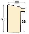 Bilderleiste keilgezinkte Pinie 22mm breit 35 mm hoch Gold - Profil