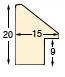 Bilderleiste keilgezinkte Pinie Höhe 20 mm Breite 15 mm Dunkelgrau - Profil