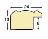 Bilderleiste Ayous Breite 24 mm Gold mit weissem Streifen - Profil