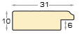 Passepartoutleiste keilgezinktes Pinie 31mm breit Höhe 10 Creme - Profil