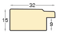 Bilderleiste Ayous 32mm breit 15hoch Zinn schwarzer Streifen - Profil