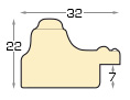 Bilderleiste keilgezinkte Pinie Breite 32 mm 22hoch Gold Reliefverzier - Profil