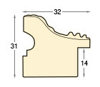 Bilderleiste Ayous roh mit Ornament 32 mm breit - 31 mm hoch - Profil
