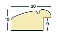 Bilderleiste keilgezinkte Pinie Breite 30 mm Goldfinish - Profil