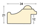 Bilderleiste Ayous roh m. Ornament H.21mm B.34 Falz 12 - Profil