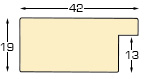 Bilderleiste Pinie 42mm breit 19hoch Finish rustikal Nebelgrau - Profil