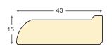 Bilderleiste keilg.Pinie f. Keilrahmen roh Breite 43 mm Stärke 15 - Profil