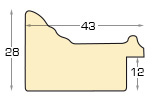 Bilderleiste keilgezinkte Kiefer 43 mm breit 28 hoch Gold - Profil