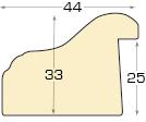 Bilderleisten aus PVC - Breite 44mm Höhe 33mm - Gold weisse Rille - Profil