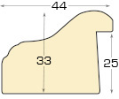 Bilderleisten aus PVC 44 mm breit 33 mm hoch - Gold helle Rille - Profil